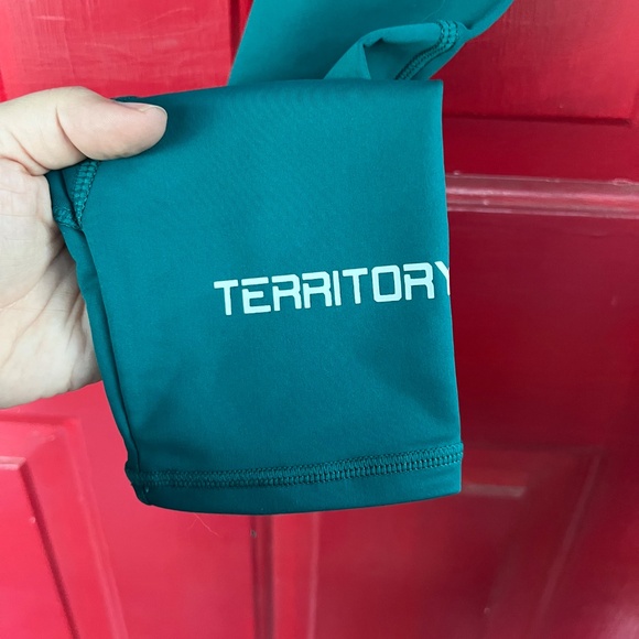 Alpha Territory Women's Workout Yoga Pants Large Blue/Green NWT Spandex - Picture 2 of 7